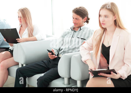 closeup.business team working in the break. office life Stock Photo