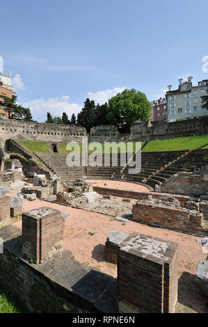Trieste. Italy. Remains of the Roman amphitheatre. Teatro Romano. Stock Photo
