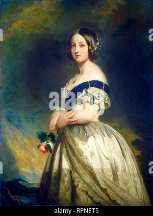 Queen Victoria portrait painting, circa 1843 by studio of Franz Xaver Winterhalter Stock Photo