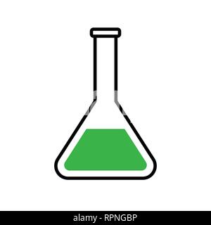 green beaker tube vector icon. Chemestry or pharmacy symbol Stock Vector