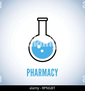blue beaker tube vector icon. Chemestry or pharmacy symbol Stock Vector
