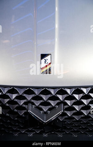 PARIS, FRANCE - OCT 4, 2018: logotype of new French Citroen DS 3 Crossback e-Tense electric car exhibition Mondial Paris Motor Show Stock Photo