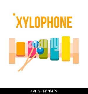 Xylophone Vector. Musical Child Instrument. Isolated Flat Cartoon Illustration Stock Vector