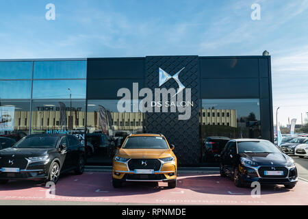 RONCQ,FRANCE-February20,2019:View of the DS brand car showroom and logo. Stock Photo