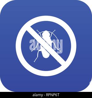 No cockroach sign icon digital blue Stock Vector
