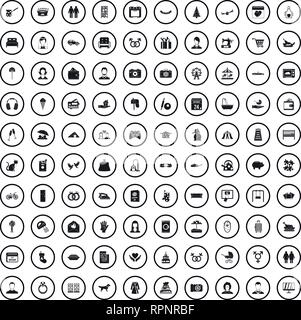 100 family icons set in simple style Stock Vector