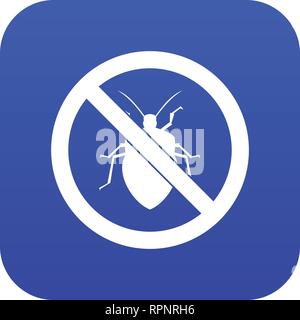 No bug sign icon digital blue Stock Vector