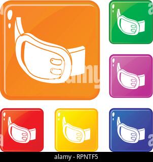 Double buckle belt icons set vector color Stock Vector
