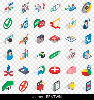 Statistics icons set, isometric style Stock Vector