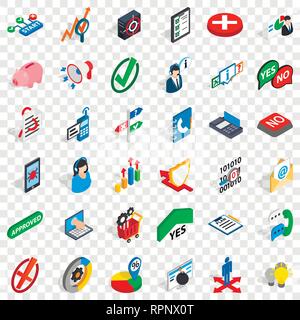 Business statistics icons set, isometric style Stock Vector