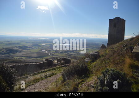 Views From The Walls Of The Roman Castle Of Loarre Dating From The 11th Century It Was Built By King Sancho III In Loarre Village. Landscapes, Nature, Stock Photo