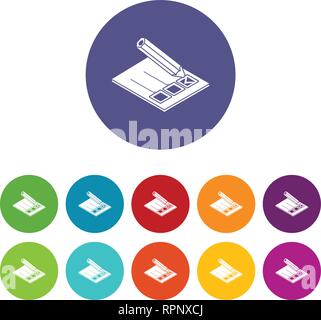 Election paper icons set vector color Stock Vector