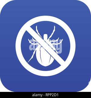 No bug sign icon digital blue Stock Vector
