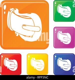 Modern woman belt icons set vector color Stock Vector