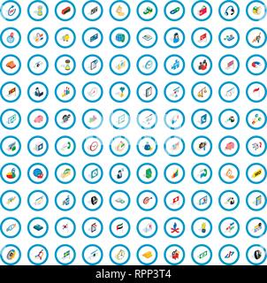 100 business strategy icons set, isometric style Stock Vector