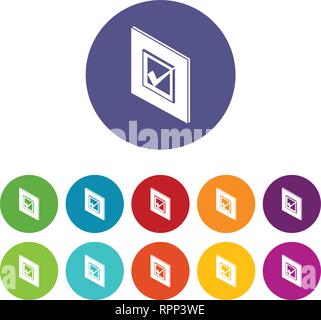 Voted sign icons set vector color Stock Vector