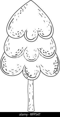 beautiful pine tree fairytale icon Stock Vector