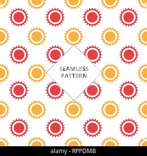 vector illustration seamless pattern gear red and orange color Stock Vector