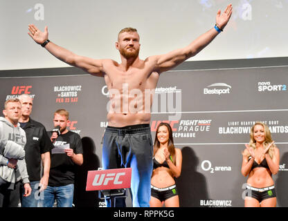Prague, Czech Republic. 22nd Feb, 2019. Jan Blachowicz from Poland attends a festive weighing prior to the UFC Fight Night Prague, on February 22, 2019, in Prague, Czech Republic. The fight night will be held on February 23. Credit: Vit Simanek/CTK Photo/Alamy Live News Stock Photo