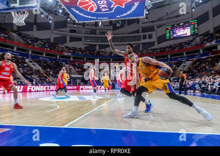 February 21, 2019 - Moscow, Moscow, Russia - Siim-Sander Vene, #9 of Herbalife Gran Canaria seen in action during the game of CSKA Moscow against Herbalife Gran Canaria in Round 23 of the Turkish Airlines Euroleague game of 2018-2019 season. CSKA Moscow beat Herbalife Gran Canaria, 107-85. (Credit Image: © Nicholas Muller/SOPA Images via ZUMA Wire) Stock Photo