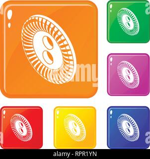 Flower clothes button icons set vector color Stock Vector