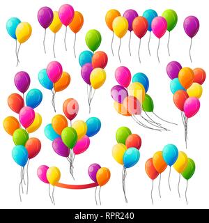 Big set of colorful round vector kids balloons. Stock Vector