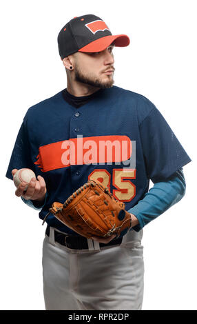 Baseball player on white background Stock Photo