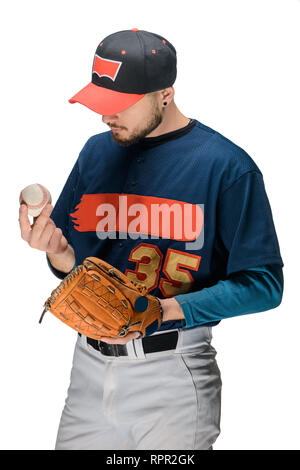 Baseball player isolated on white Stock Photo