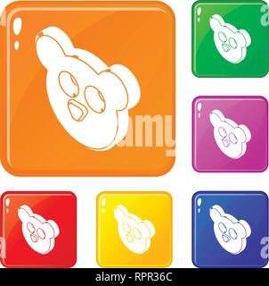 Mouse form button clothes icons set vector color Stock Vector