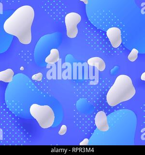 Seamless pattern of Liquid shapes. Blue gradient Stock Vector