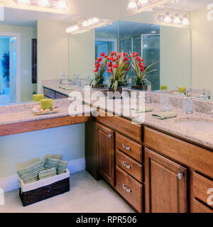 Double sinks in master bathroom Stock Photo