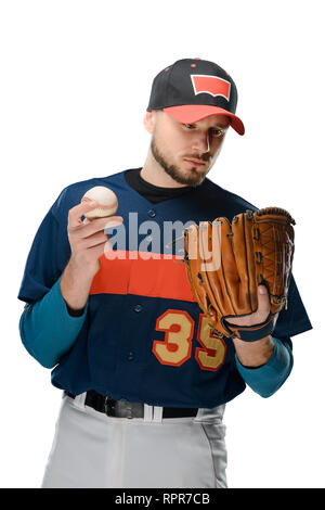 Baseball player on white Stock Photo