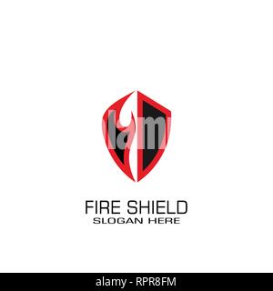 Fire shield logo vector design, abstract business logo. Stock Vector