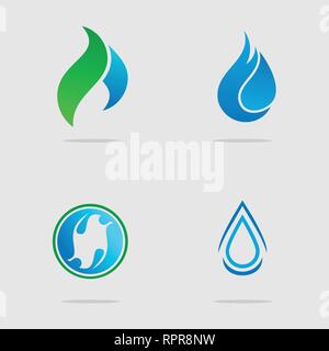 abstract Spring water graphic logo template, water droplet logo set. Stock Vector