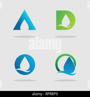 abstract Spring water graphic logo template, letter logo set. Stock Vector