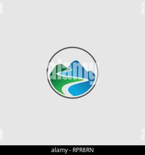 abstract Mountain spring water graphic logo template. Stock Vector