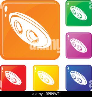 Oval clothes button icons set vector color Stock Vector