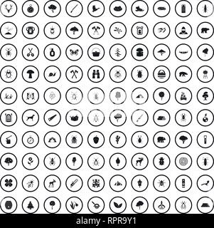 100 forest icons set in simple style  Stock Vector