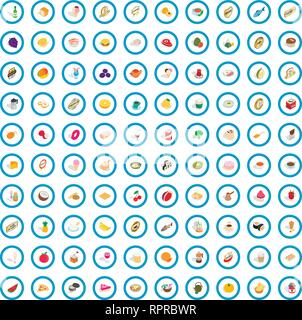 100 calories icons set, isometric 3d style Stock Vector