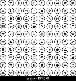 100 gardening icons set in simple style  Stock Vector
