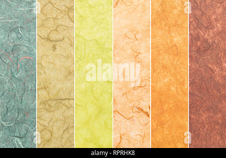 handmade mulberry paper collection - collage of images with different color and texture Stock Photo