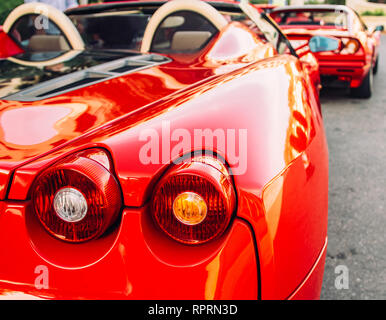 Ferrari show 8 october 2016 in Valletta, Malta, near Grand Hotel Excelsior. Stop signals of red Ferrari F430 Stock Photo