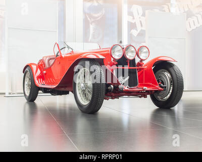 ARESE, ITALY-FEBRUARY 13, 2019: 1932 8C 2300 Corto 'Mille Miglia' in the Alfa Romeo Museum (Museo Storico Alfa Romeo) Stock Photo