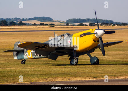 a Hispano Buchon Messerschmitts BF109s at Duxford Imperial War Museum Stock Photo