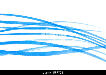 Blue water color lines on white background Stock Photo