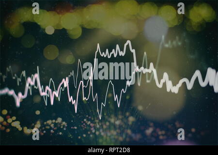 Abstract glowing forex chart interface wallpaper. Investment, trade, stock, finance and analysis concept. Stock Photo