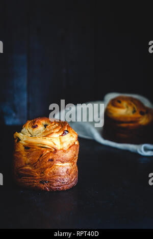Easter cake kranch with icing sugar on a dark background. Stock Photo