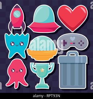 classic video game set icons vector illustration design Stock Vector