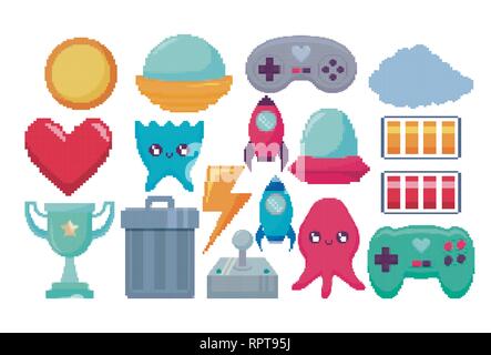 classic video game set icons vector illustration design Stock Vector