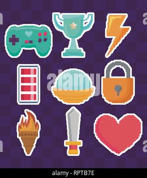 classic video game set icons vector illustration design Stock Vector